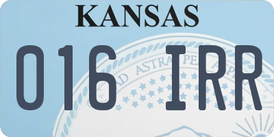 KS license plate 016IRR