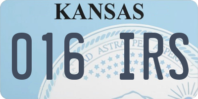 KS license plate 016IRS