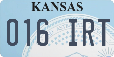 KS license plate 016IRT