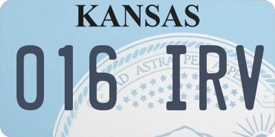 KS license plate 016IRV