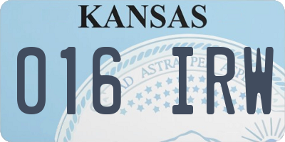 KS license plate 016IRW