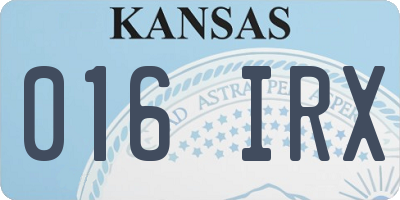 KS license plate 016IRX