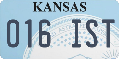 KS license plate 016IST