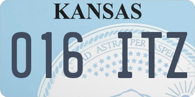 KS license plate 016ITZ
