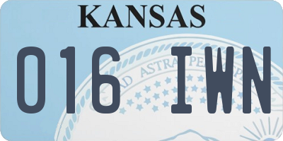 KS license plate 016IWN