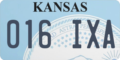 KS license plate 016IXA