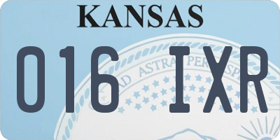 KS license plate 016IXR