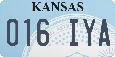 KS license plate 016IYA