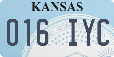 KS license plate 016IYC