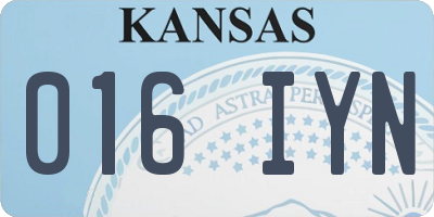 KS license plate 016IYN