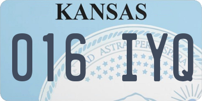 KS license plate 016IYQ