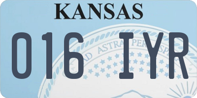 KS license plate 016IYR
