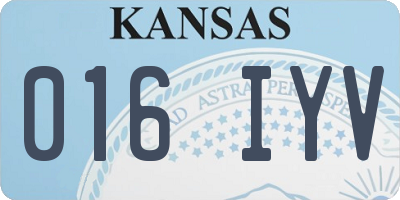 KS license plate 016IYV