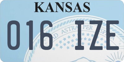 KS license plate 016IZE