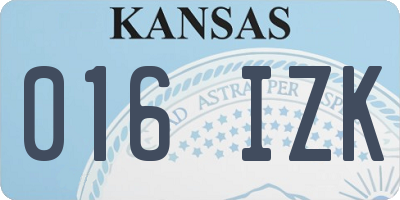 KS license plate 016IZK