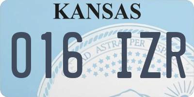 KS license plate 016IZR