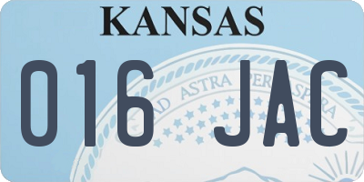 KS license plate 016JAC