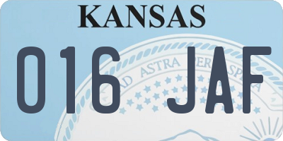 KS license plate 016JAF