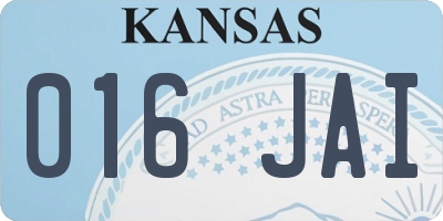 KS license plate 016JAI