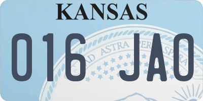 KS license plate 016JAO