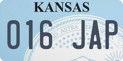 KS license plate 016JAP