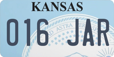 KS license plate 016JAR