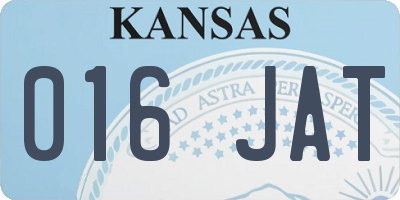 KS license plate 016JAT