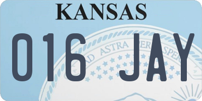KS license plate 016JAY