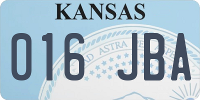 KS license plate 016JBA