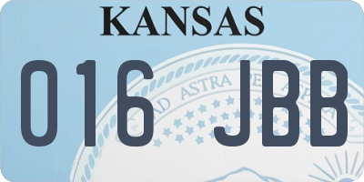 KS license plate 016JBB
