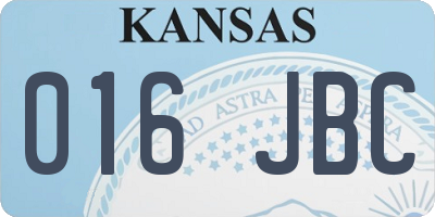 KS license plate 016JBC