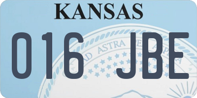 KS license plate 016JBE