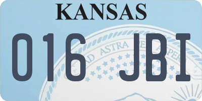 KS license plate 016JBI
