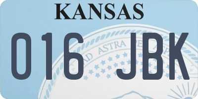 KS license plate 016JBK