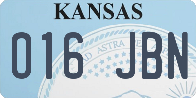 KS license plate 016JBN