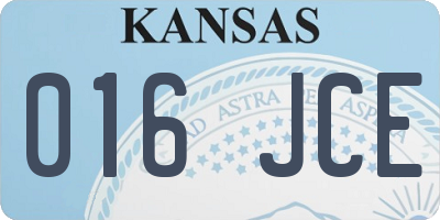 KS license plate 016JCE