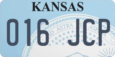 KS license plate 016JCP