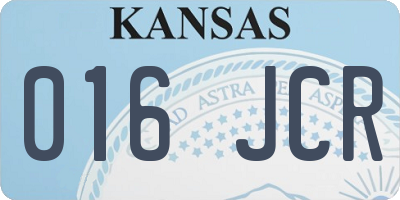 KS license plate 016JCR