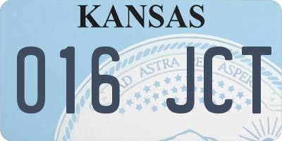 KS license plate 016JCT