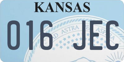 KS license plate 016JEC