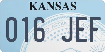 KS license plate 016JEF