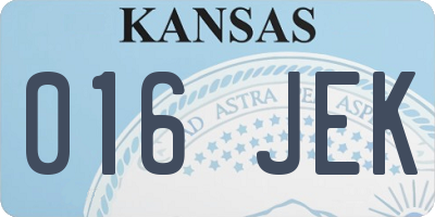 KS license plate 016JEK