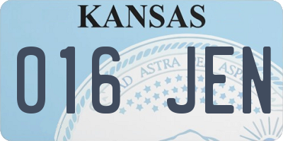 KS license plate 016JEN