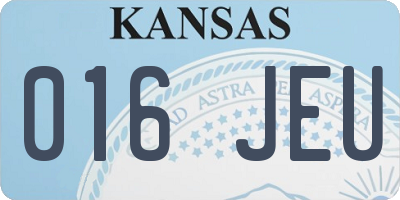 KS license plate 016JEU
