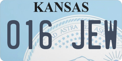 KS license plate 016JEW