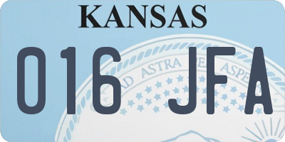 KS license plate 016JFA