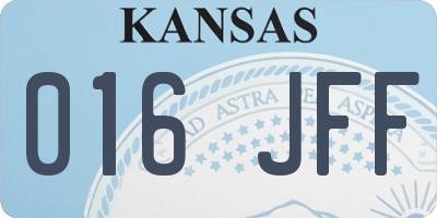 KS license plate 016JFF