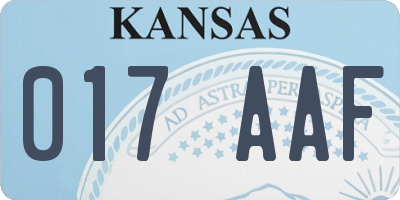 KS license plate 017AAF
