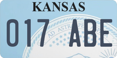 KS license plate 017ABE