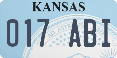 KS license plate 017ABI